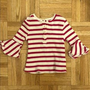 White and pink ruffle sleeve top